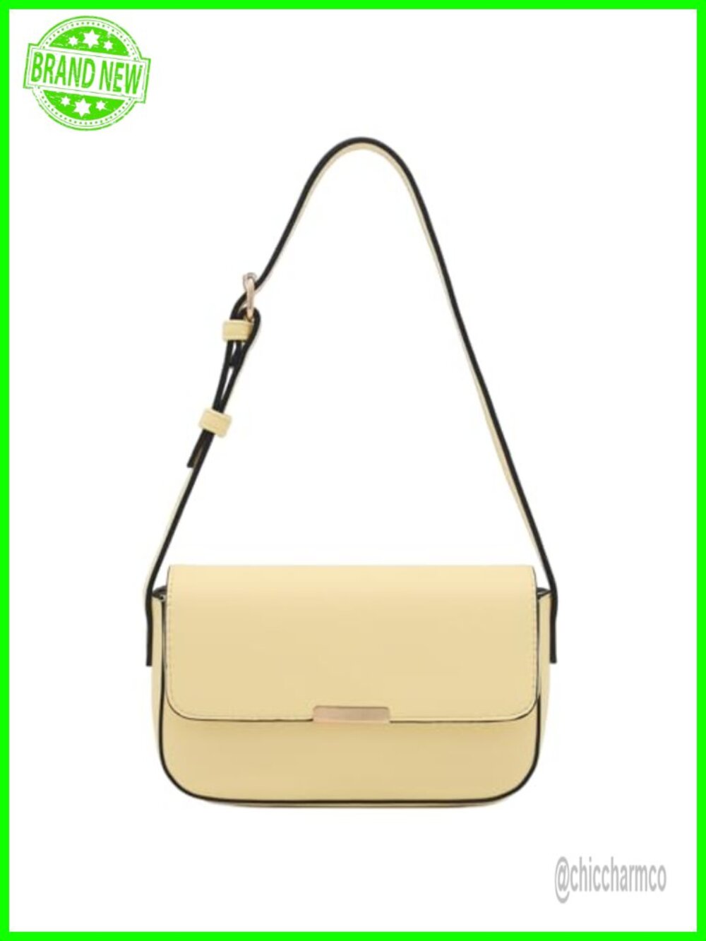Faux Leather Mini Rectangular Flap Shoulder Bag Gold Hardware